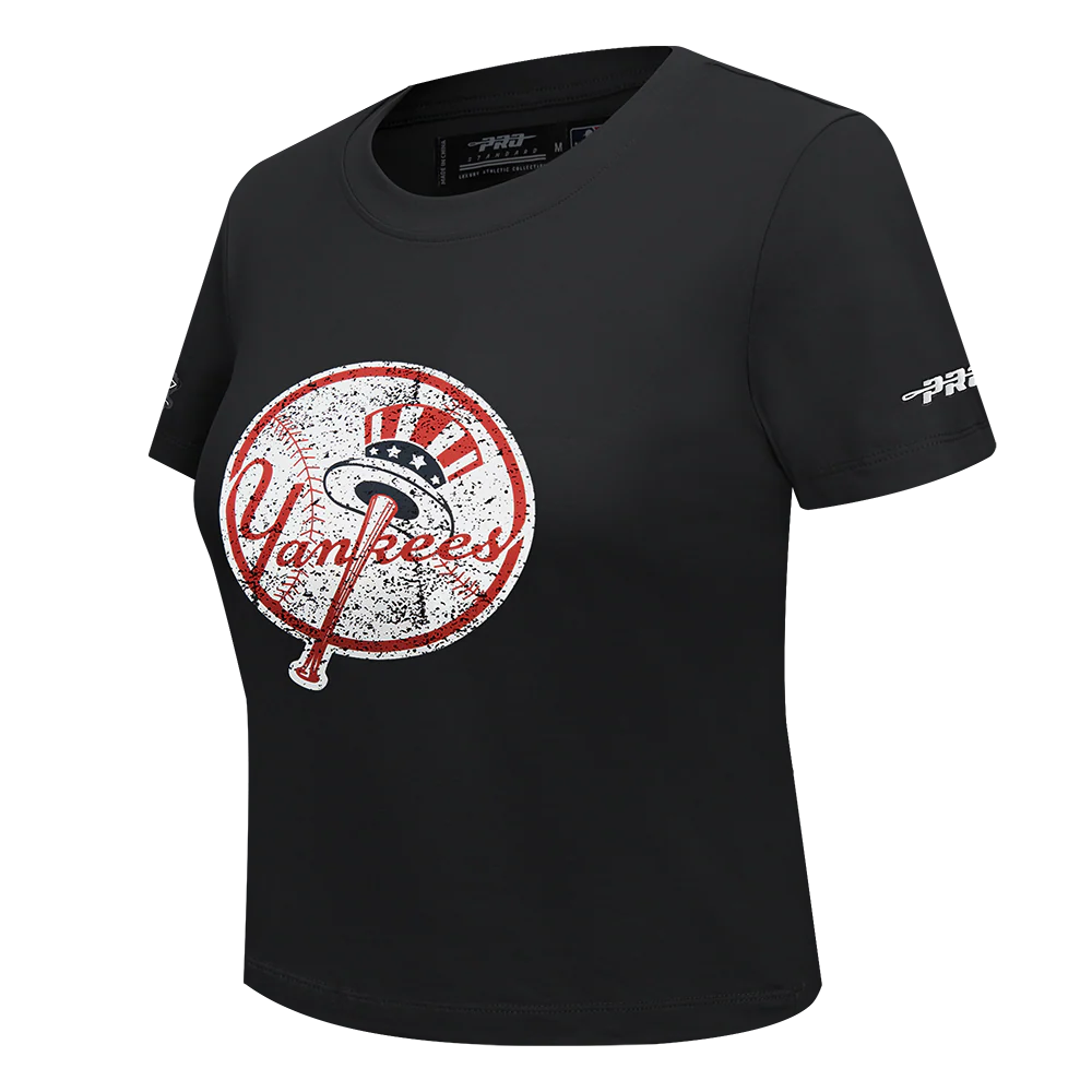 MLB NEW YORK YANKEES REBEL ATHLETICS WOMEN'S BABY DOLL TEE (BLACK) - Image 2