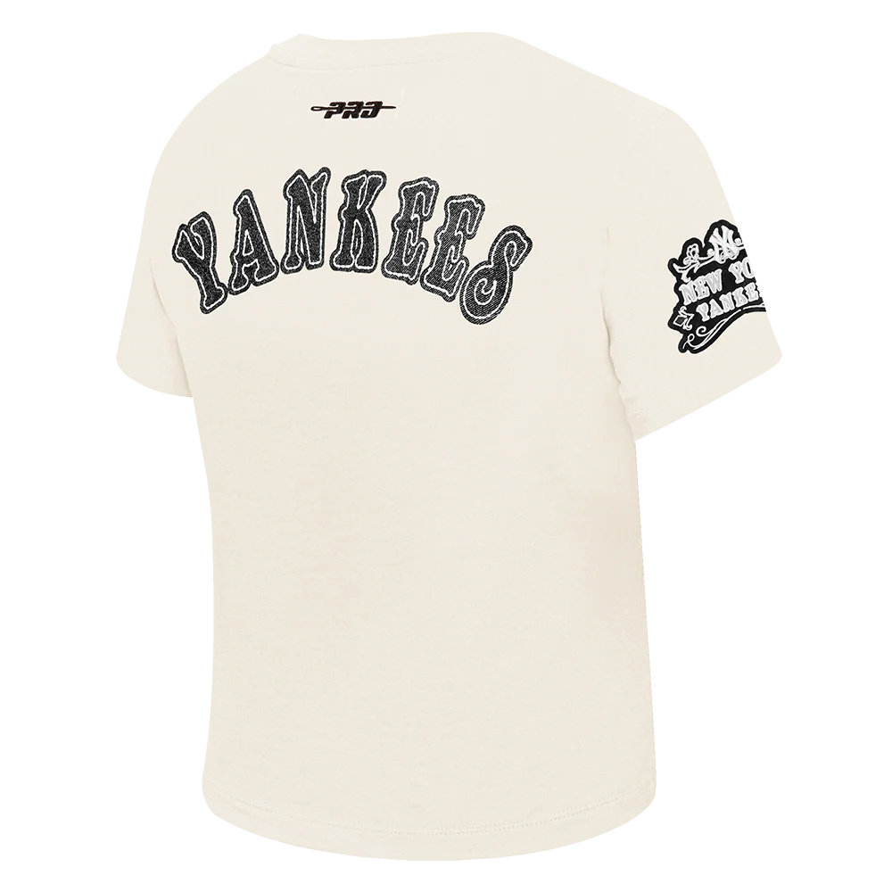 MLB NEW YORK YANKEES REBEL ATHLETICS WOMEN'S BABY DOLL TEE (EGGSHELL) - Image 4