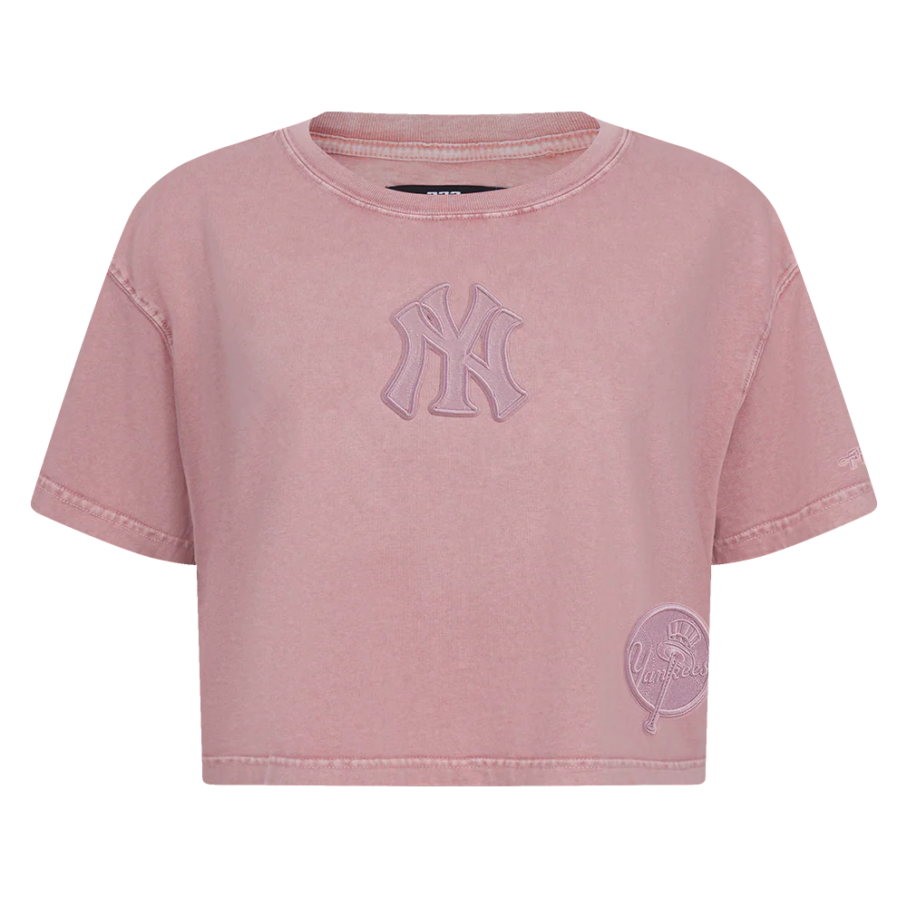 MLB NEW YORK YANKEES WASHED CLASSIC WOMEN'S ENZYME WASH BOXY TEE (WASHED MAUVE)