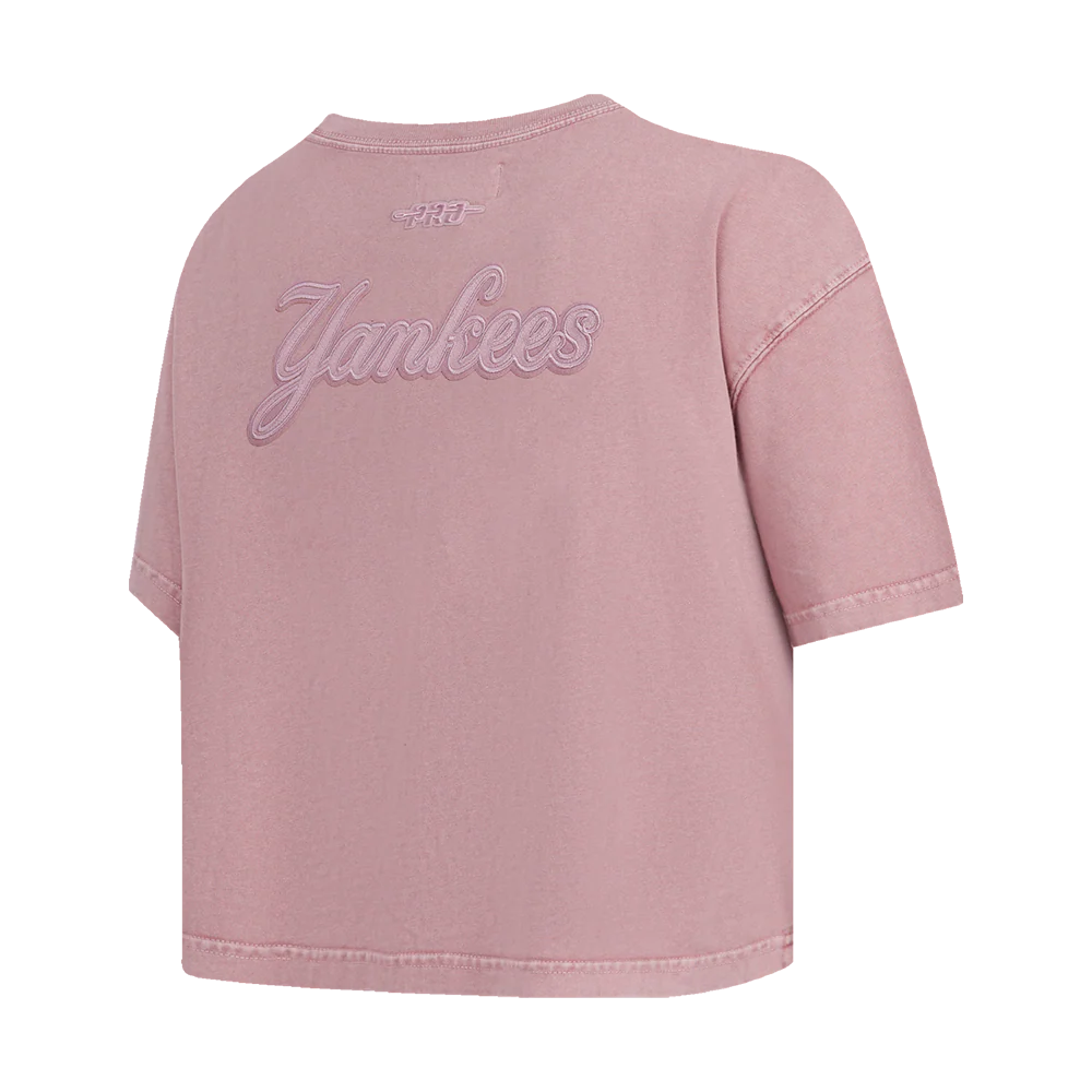 MLB NEW YORK YANKEES WASHED CLASSIC WOMEN'S ENZYME WASH BOXY TEE (WASHED MAUVE) - Image 4
