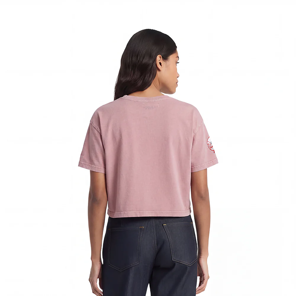 MLB NEW YORK YANKEES WASHED JEWELS WOMEN'S S/S BOXY TOP (WASHED MAUVE) - Image 2