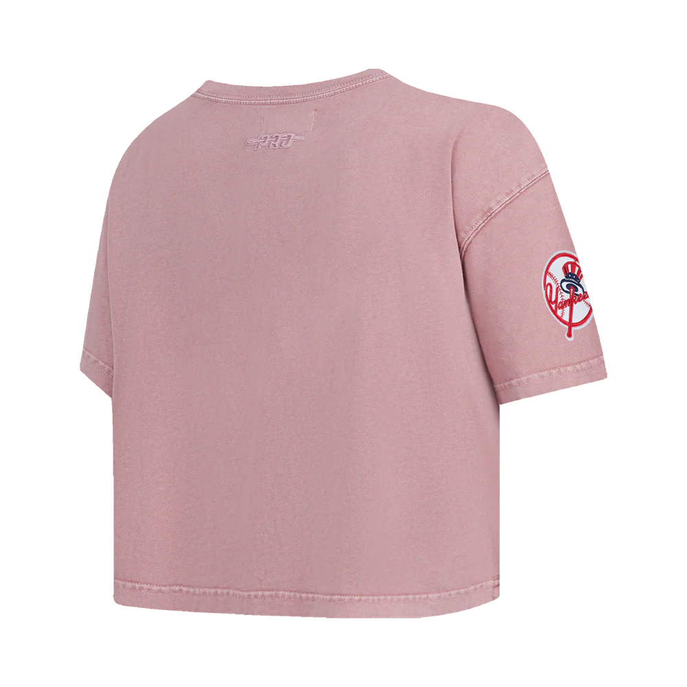 MLB NEW YORK YANKEES WASHED JEWELS WOMEN'S S/S BOXY TOP (WASHED MAUVE) - Image 4