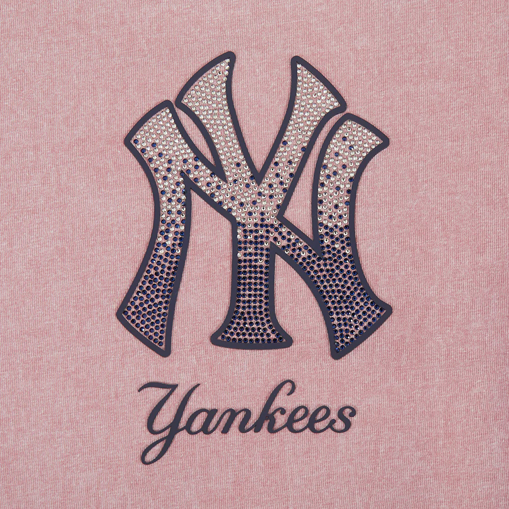 MLB NEW YORK YANKEES WASHED JEWELS WOMEN'S S/S BOXY TOP (WASHED MAUVE) - Image 6