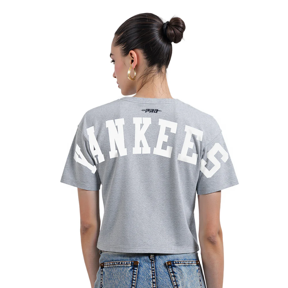 MLB NEW YORK YANKEES WINGSPAN WOMEN'S SJ BOXY TEE (DARK HEATHER GRAY)