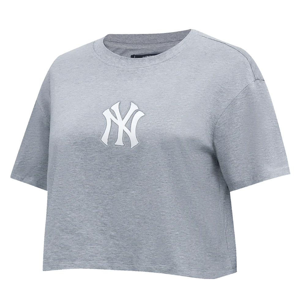 MLB NEW YORK YANKEES WINGSPAN WOMEN'S SJ BOXY TEE (DARK HEATHER GRAY) - Image 3