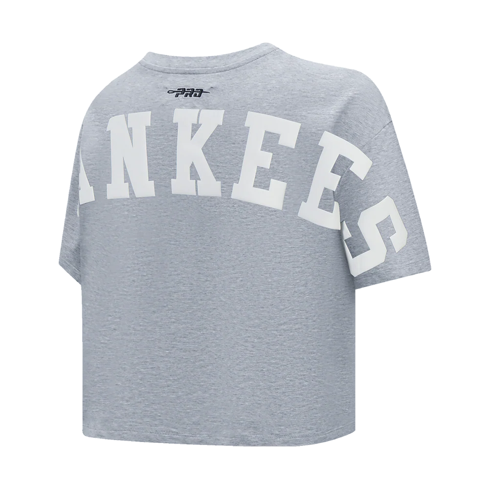 MLB NEW YORK YANKEES WINGSPAN WOMEN'S SJ BOXY TEE (DARK HEATHER GRAY) - Image 4