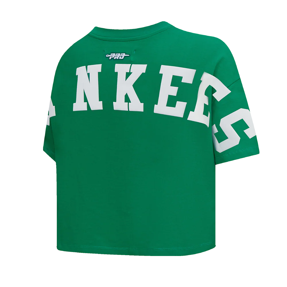 MLB NEW YORK YANKEES WINGSPAN WOMEN'S SJ BOXY TEE (KELLY GREEN) - Image 4