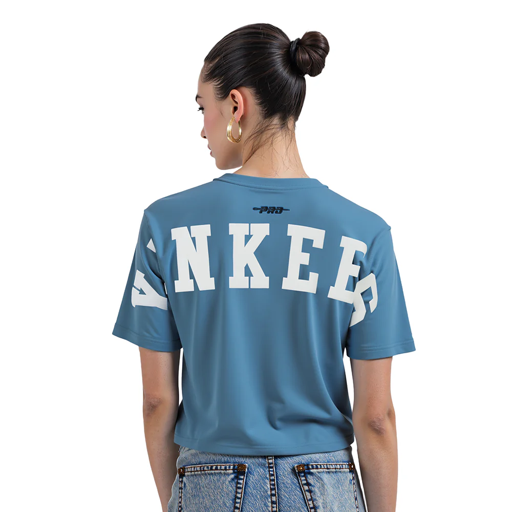 MLB NEW YORK YANKEES WINGSPAN WOMEN'S SJ BOXY TEE (STEEL BLUE)