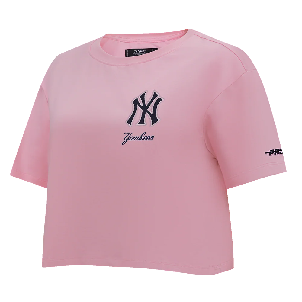MLB NEW YORK YANKEES CLASSIC CHENILLE WOMEN'S SJ BOXY TOP (PINK) - Image 3