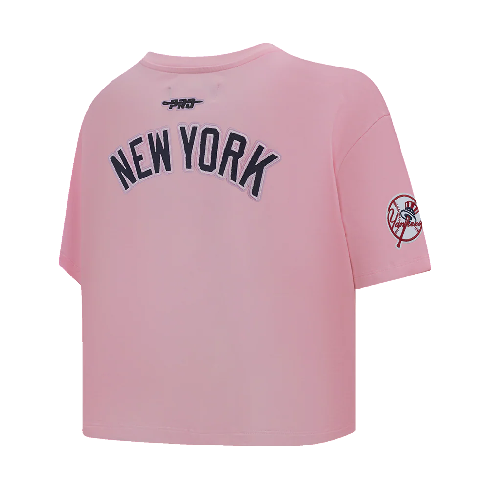 MLB NEW YORK YANKEES CLASSIC CHENILLE WOMEN'S SJ BOXY TOP (PINK) - Image 4