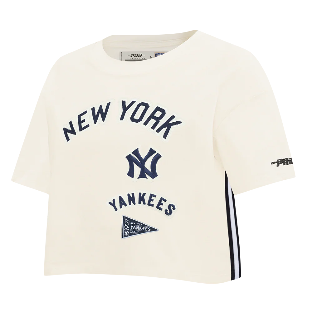 MLB NEW YORK YANKEES RETRO CLASSICS WOMEN'S S/S BOXY TOP (EGGSHELL) - Image 3