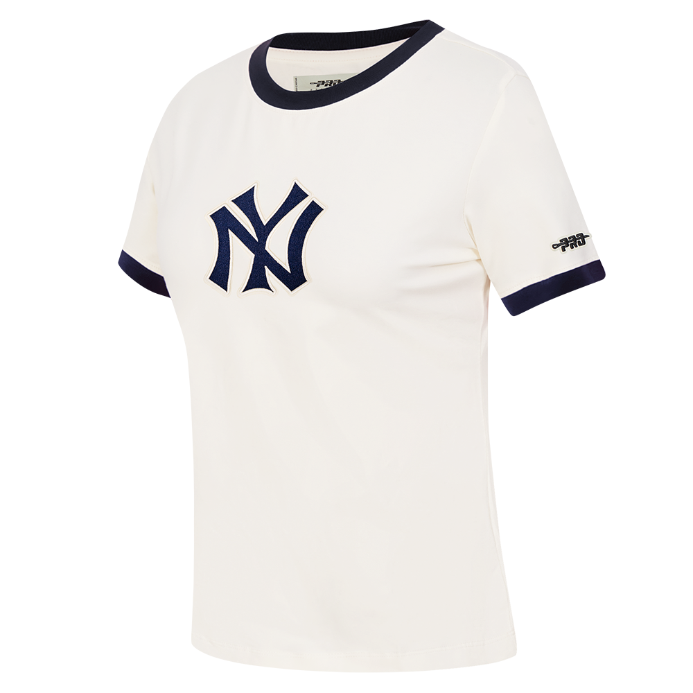 MLB NEW YORK YANKEES RETRO CLASSICS WOMEN'S S/S SLIM TOP (EGGSHELL/ MIDNIGHT NAVY) - Image 3