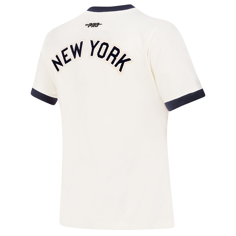 MLB NEW YORK YANKEES RETRO CLASSICS WOMEN'S S/S SLIM TOP (EGGSHELL/ MIDNIGHT NAVY) - Image 4