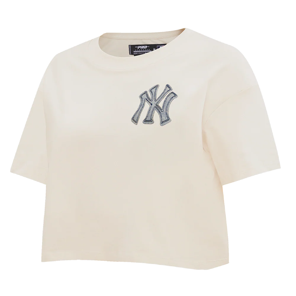 MLB NEW YORK YANKEES VARSITY BLUES WOMEN'S BOXY TOP (LINEN) - Image 2