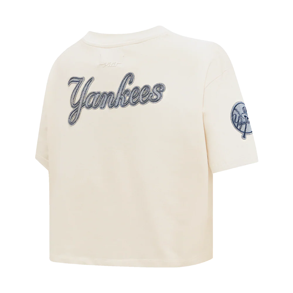 MLB NEW YORK YANKEES VARSITY BLUES WOMEN'S BOXY TOP (LINEN) - Image 3
