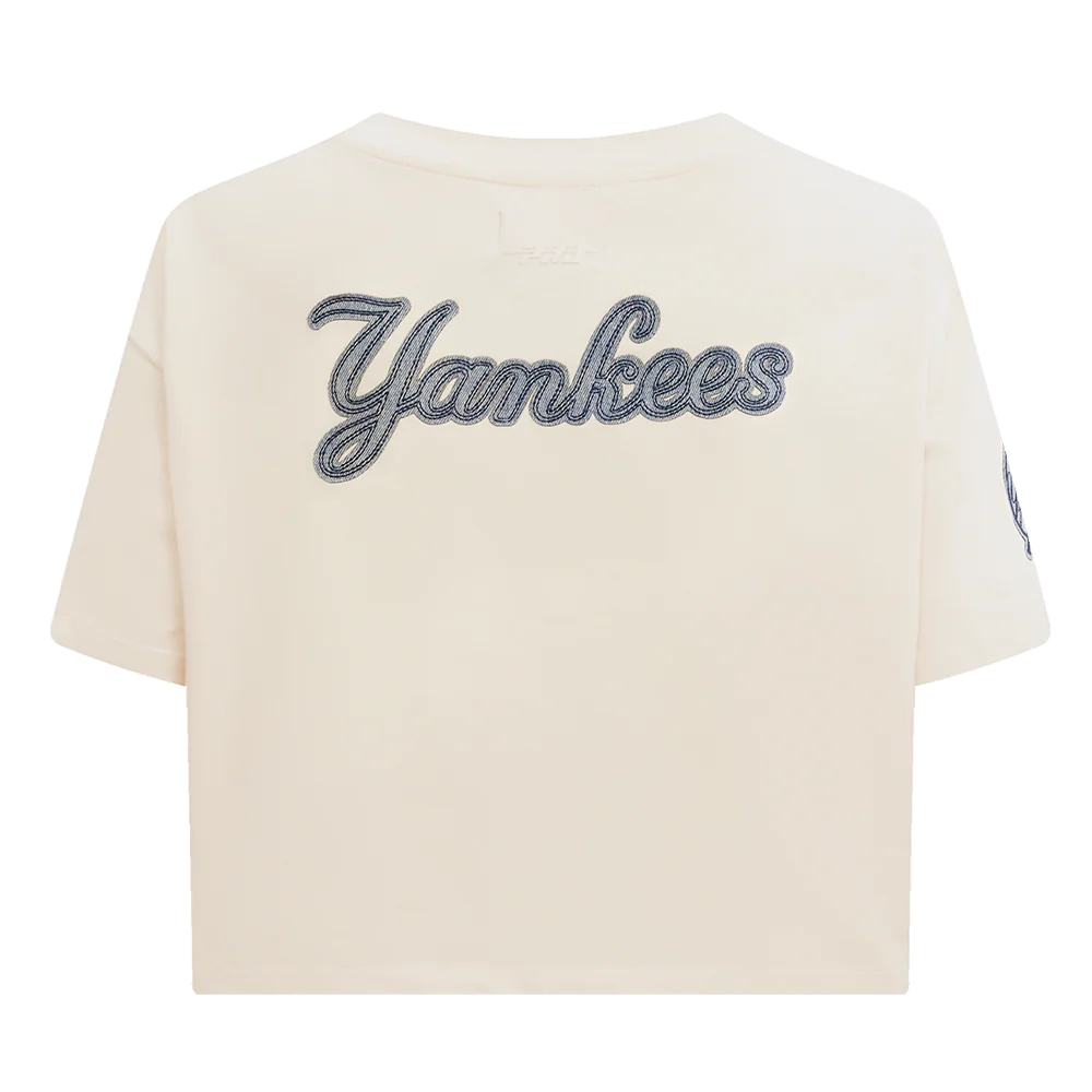 MLB NEW YORK YANKEES VARSITY BLUES WOMEN'S BOXY TOP (LINEN) - Image 4