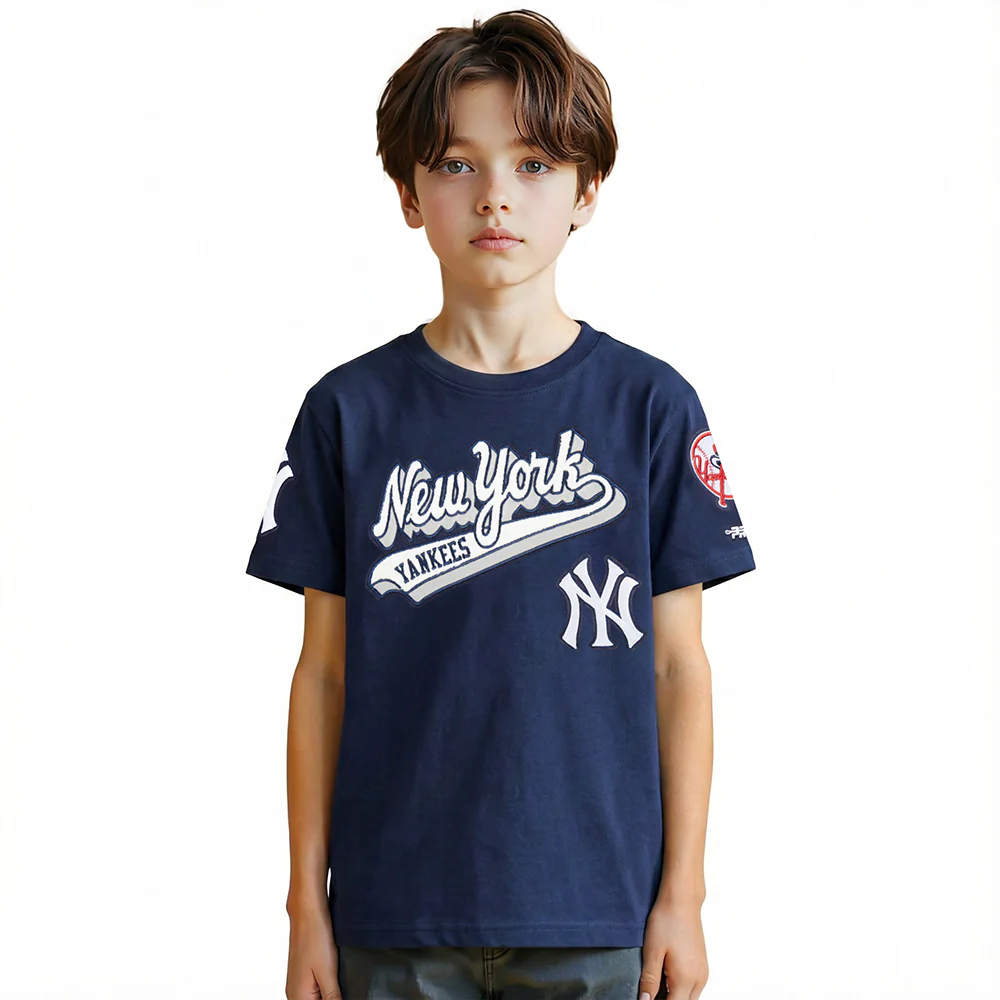 NEW YORK YANKEES SCRIPT TAIL BIG BOY'S SS TEE (MIDNIGHT NAVY)