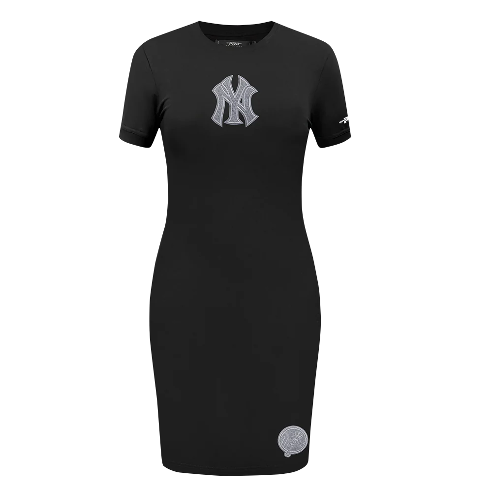 MLB NEW YORK YANKEES REVERSE FRENCH TERRY WOMEN'S BODYCON DRESS (BLACK)