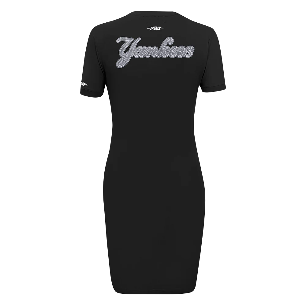 MLB NEW YORK YANKEES REVERSE FRENCH TERRY WOMEN'S BODYCON DRESS (BLACK) - Image 3