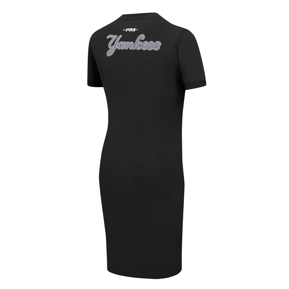 MLB NEW YORK YANKEES REVERSE FRENCH TERRY WOMEN'S BODYCON DRESS (BLACK) - Image 4