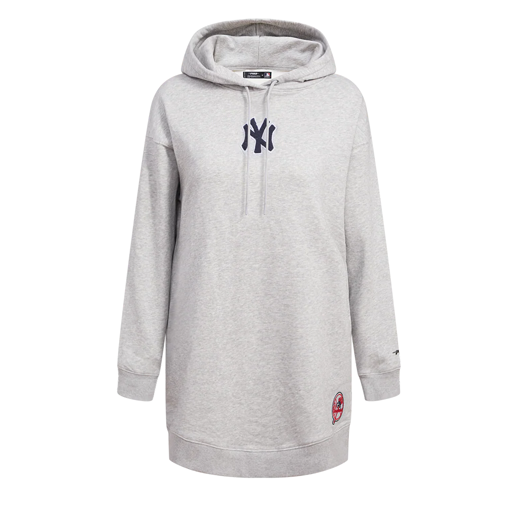 MLB NEW YORK YANKEES CLASSIC WOMEN'S HOODIE DRESS (HEATHER GREY)