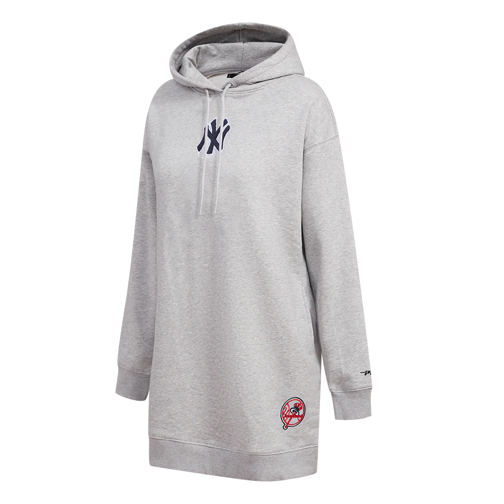 MLB NEW YORK YANKEES CLASSIC WOMEN'S HOODIE DRESS (HEATHER GREY) - Image 2