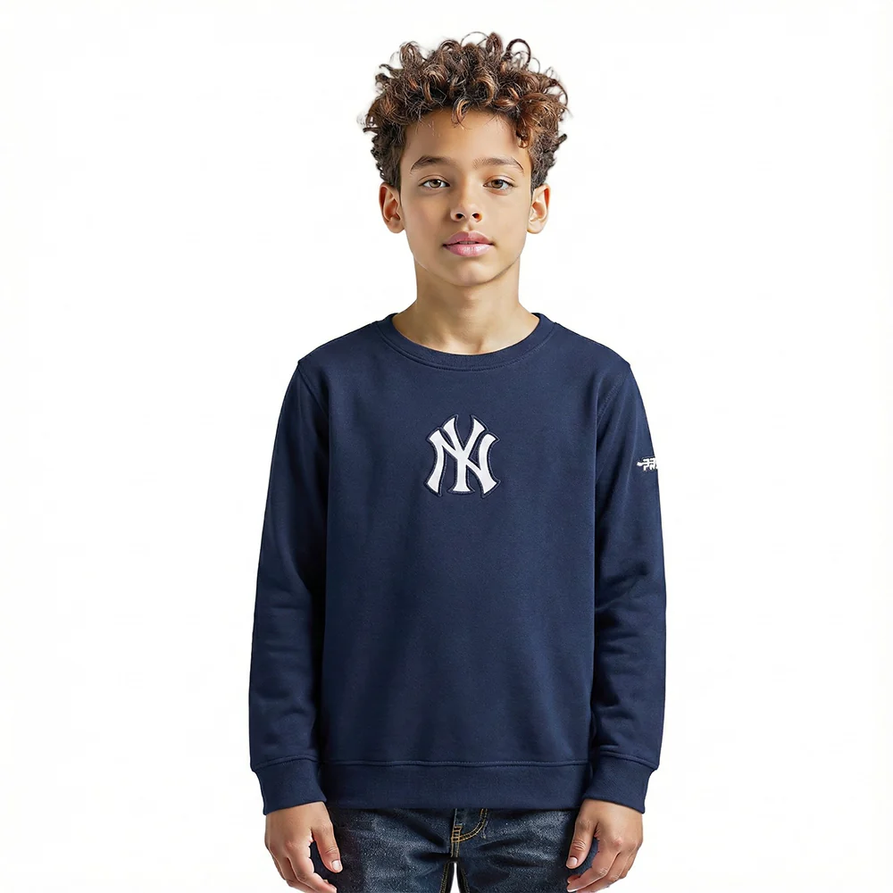 NEW YORK YANKEES SOUVENIR BIG BOY'S FLEECE CREWNECK (MIDNIGHT NAVY)