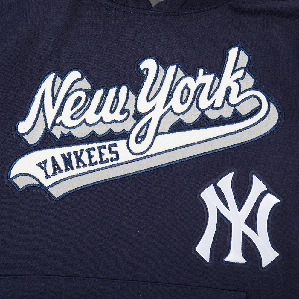 NEW YORK YANKEES SCRIPT TAIL BIG BOY'S RIB FLEECE PO HOODIE (MIDNIGHT NAVY) - Image 8