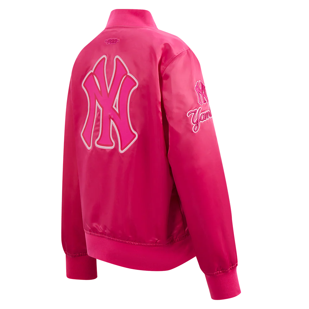 MLB NEW YORK YANKEES TRIPLE PINK BIG GIRLS SATIN JACKET (BEETROOT PURPLE) - Image 4