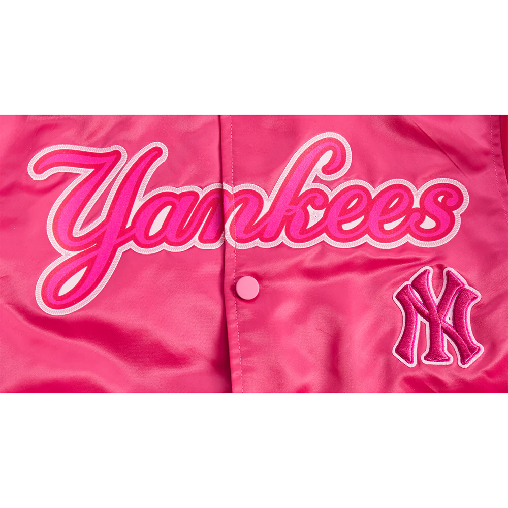 MLB NEW YORK YANKEES TRIPLE PINK BIG GIRLS SATIN JACKET (BEETROOT PURPLE) - Image 5
