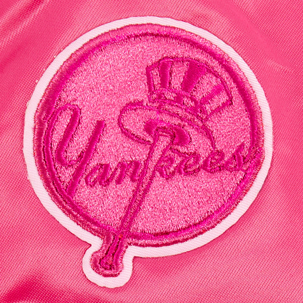 MLB NEW YORK YANKEES TRIPLE PINK BIG GIRLS SATIN JACKET (BEETROOT PURPLE) - Image 7