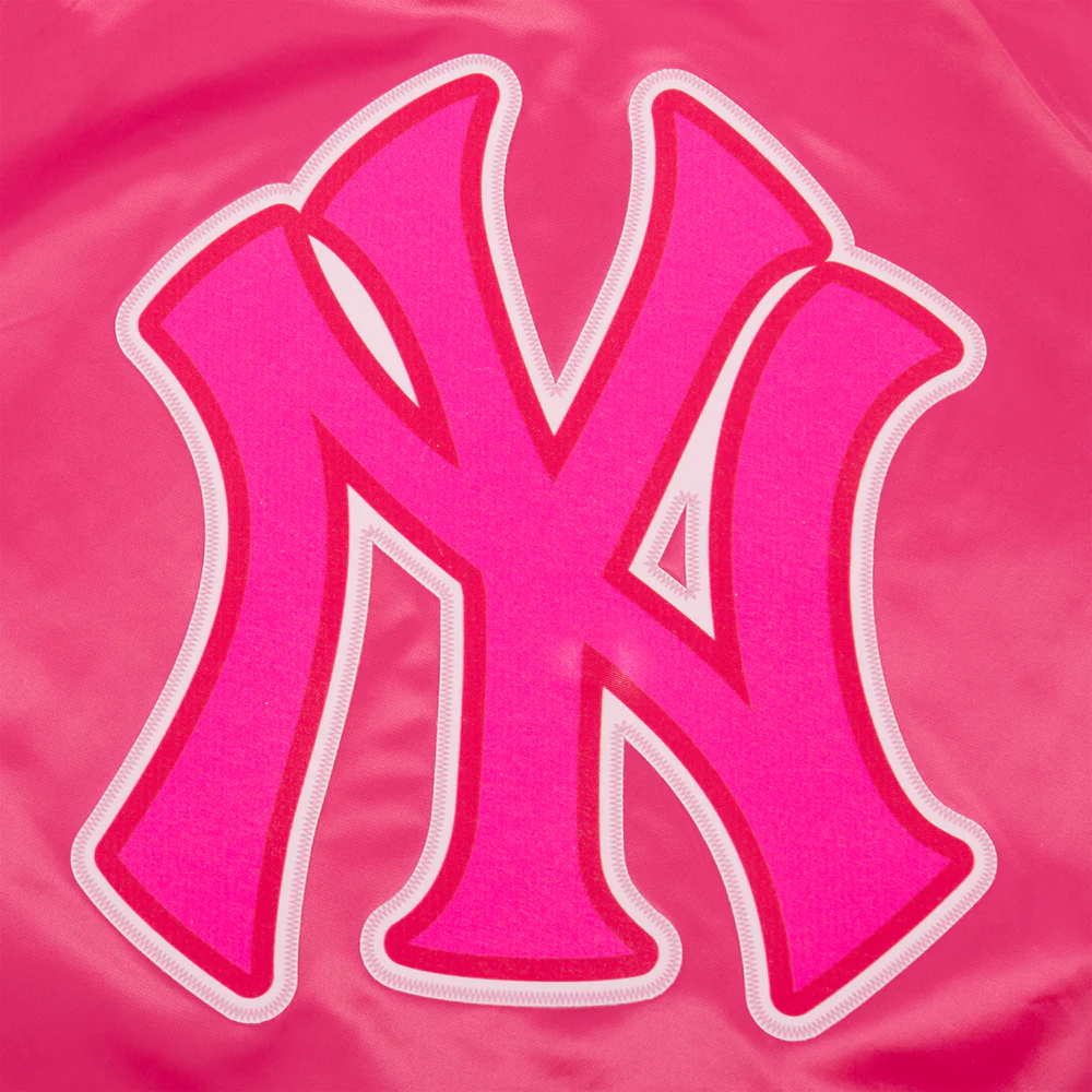 MLB NEW YORK YANKEES TRIPLE PINK BIG GIRLS SATIN JACKET (BEETROOT PURPLE) - Image 8