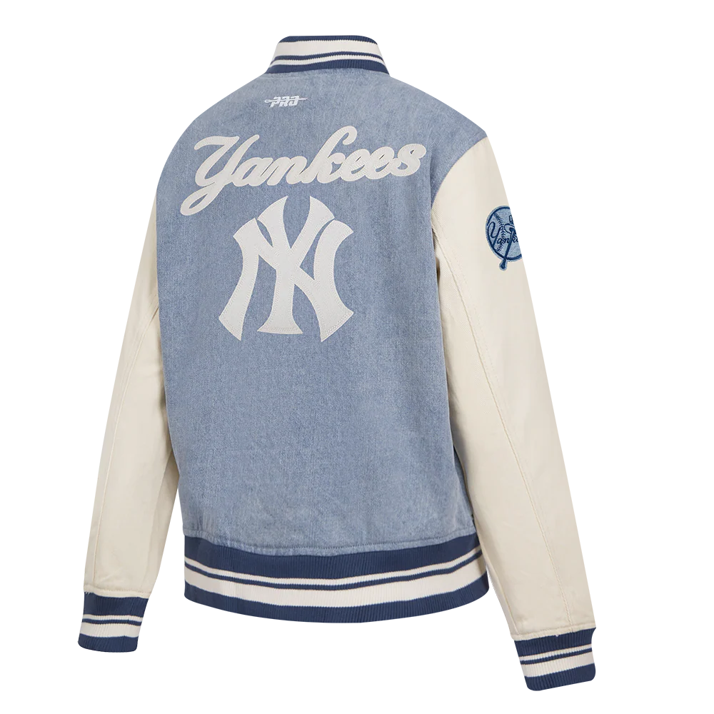 NEW YORK YANKEES VARSITY BLUES BIG BOY'S DENIM JACKET (DENIM/LINEN) - Image 4