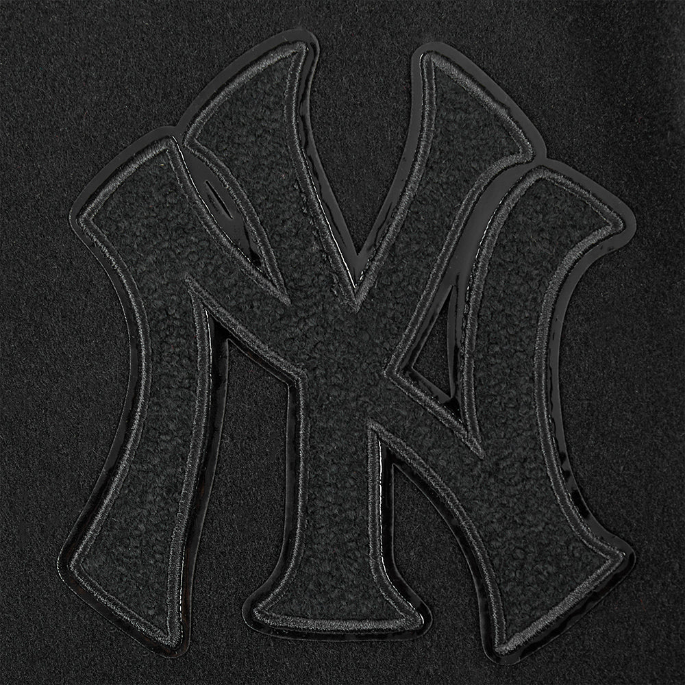 MLB NEW YORK YANKEES TRIPLE BLACK BIG BOYS WOOL VARSITY JACKET (JET BLACK) - Image 5