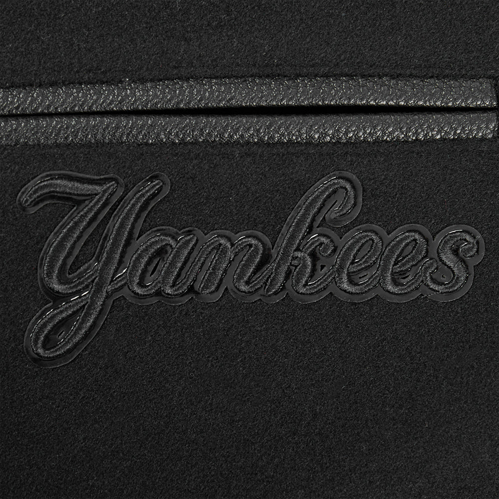 MLB NEW YORK YANKEES TRIPLE BLACK BIG BOYS WOOL VARSITY JACKET (JET BLACK) - Image 6