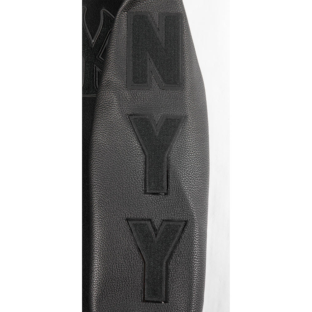 MLB NEW YORK YANKEES TRIPLE BLACK BIG BOYS WOOL VARSITY JACKET (JET BLACK) - Image 7