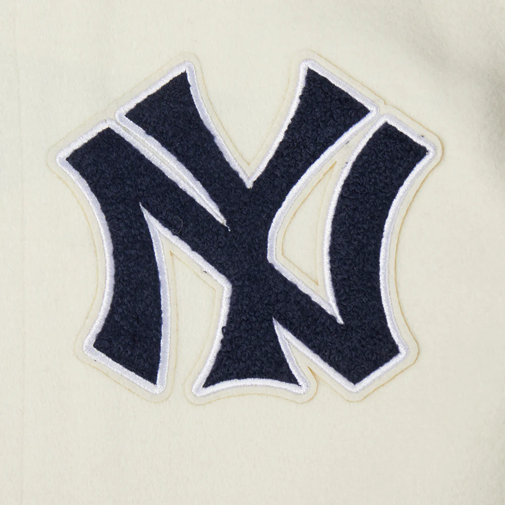 MLB NEW YORK YANKEES RETRO CLASSIC BIG BOYS RIB WOOL VARSITY JACKET (EGGSHELL/ MIDNIGHT NAVY) - Image 5