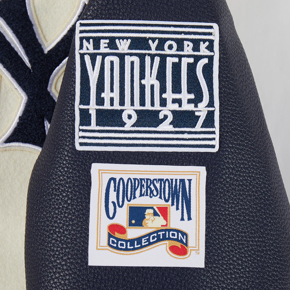 MLB NEW YORK YANKEES RETRO CLASSIC BIG BOYS RIB WOOL VARSITY JACKET (EGGSHELL/ MIDNIGHT NAVY) - Image 9
