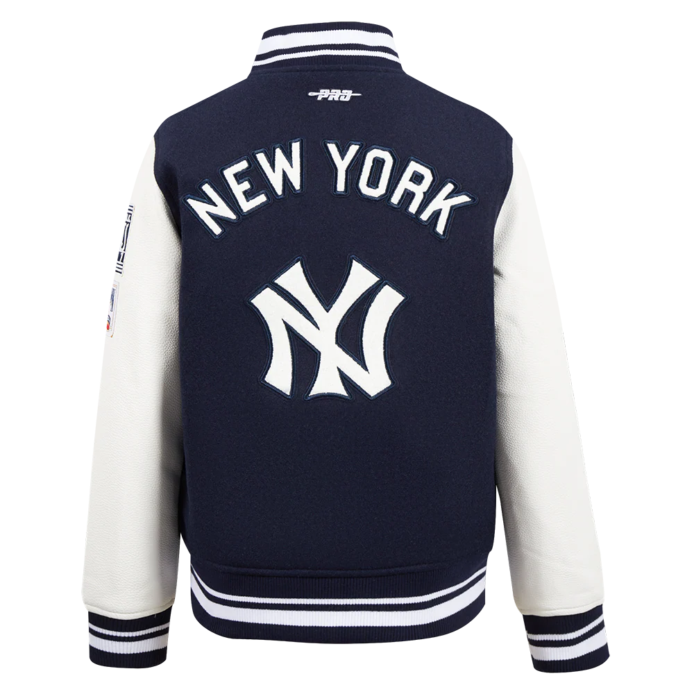 MLB NEW YORK YANKEES RETRO CLASSIC BIG BOYS RIB WOOL VARSITY JACKET (MIDNIGHT NAVY/WHITE) - Image 3