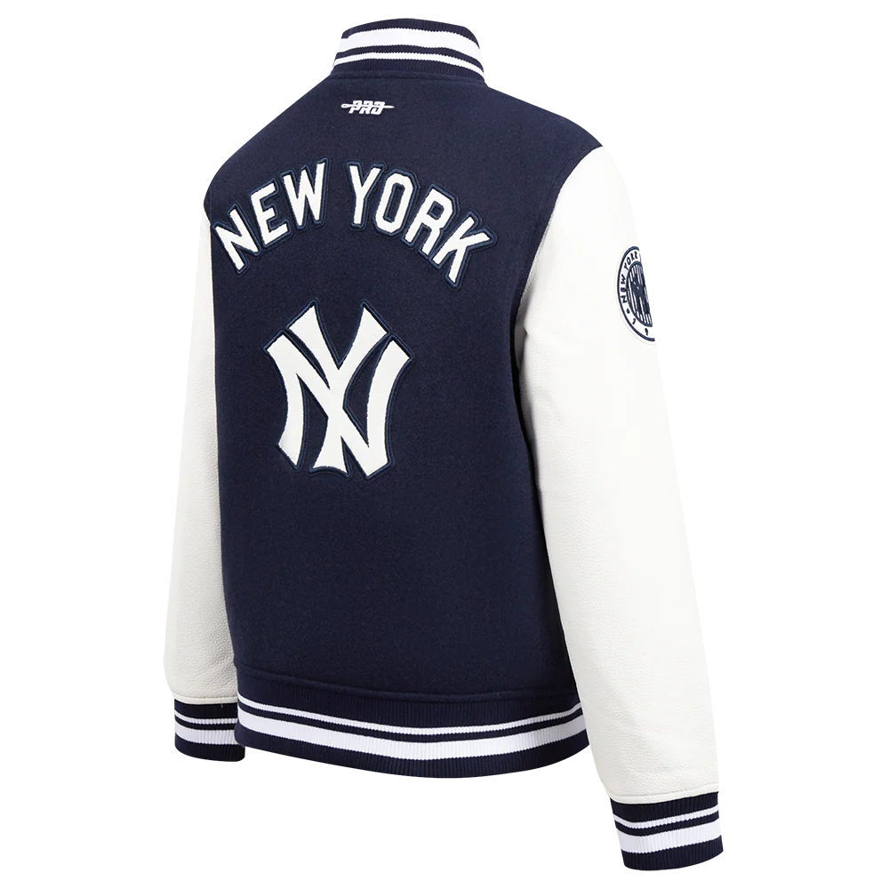 MLB NEW YORK YANKEES RETRO CLASSIC BIG BOYS RIB WOOL VARSITY JACKET (MIDNIGHT NAVY/WHITE) - Image 4