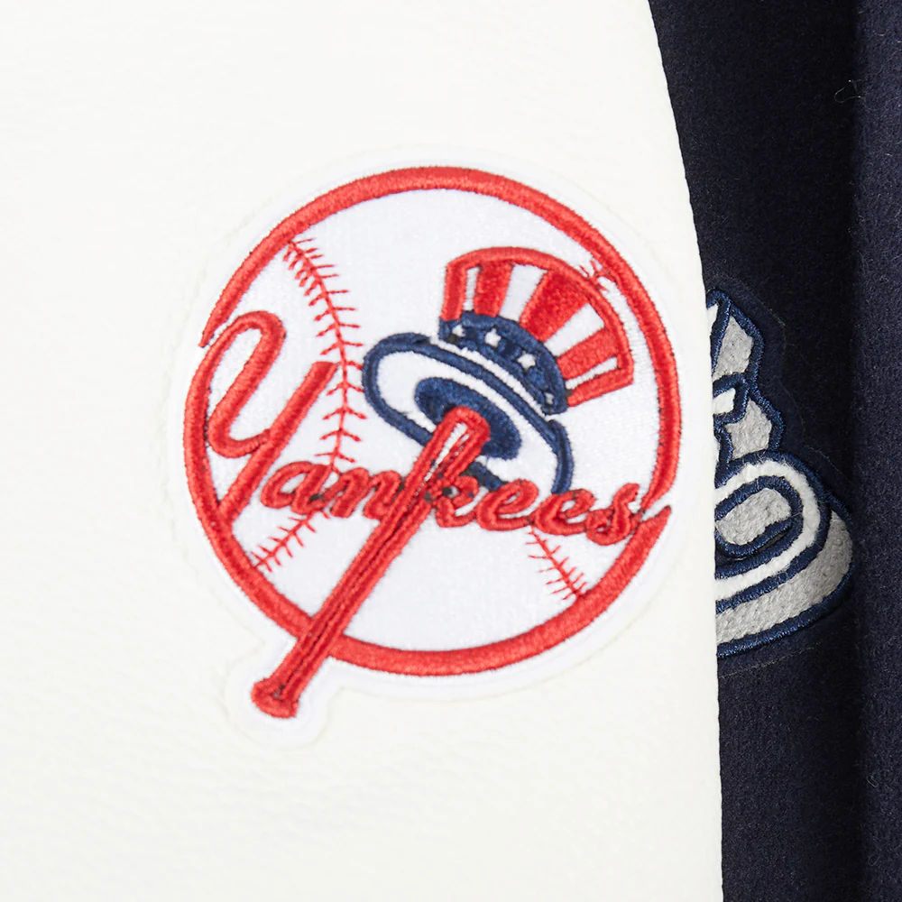 NEW YORK YANKEES SCRIPT TAIL BIG BOY'S RIB WOOL VARSITY JACKET (MIDNIGHT NAVY/WHITE) - Image 5