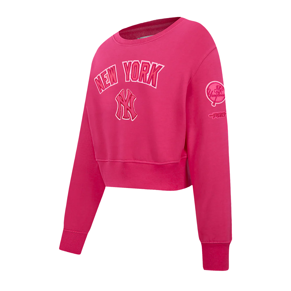MLB NEW YORK YANKEES TRIPLE PINK BIG GIRLS FLEECE CREWNECK (BEETROOT PURPLE) - Image 2