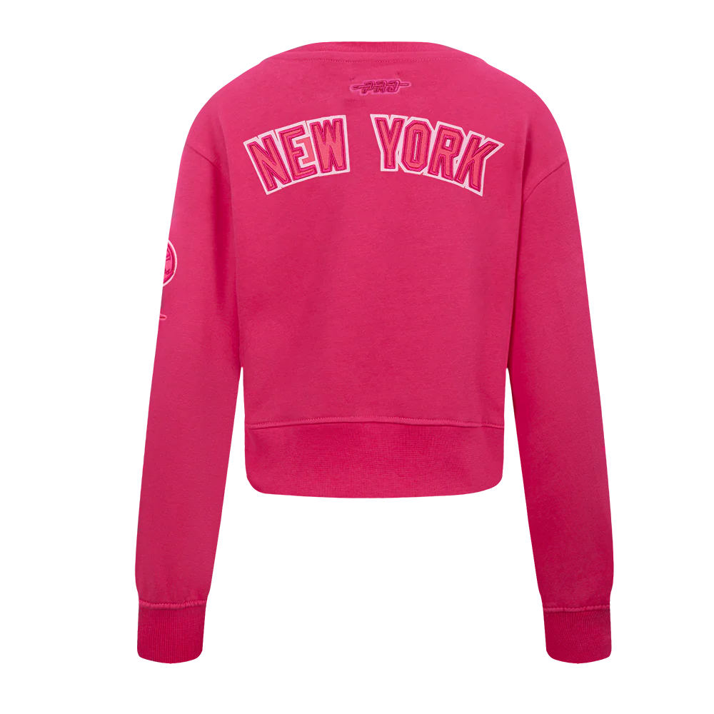 MLB NEW YORK YANKEES TRIPLE PINK BIG GIRLS FLEECE CREWNECK (BEETROOT PURPLE) - Image 3