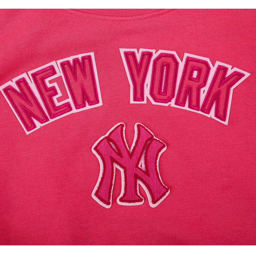 MLB NEW YORK YANKEES TRIPLE PINK BIG GIRLS FLEECE CREWNECK (BEETROOT PURPLE) - Image 7