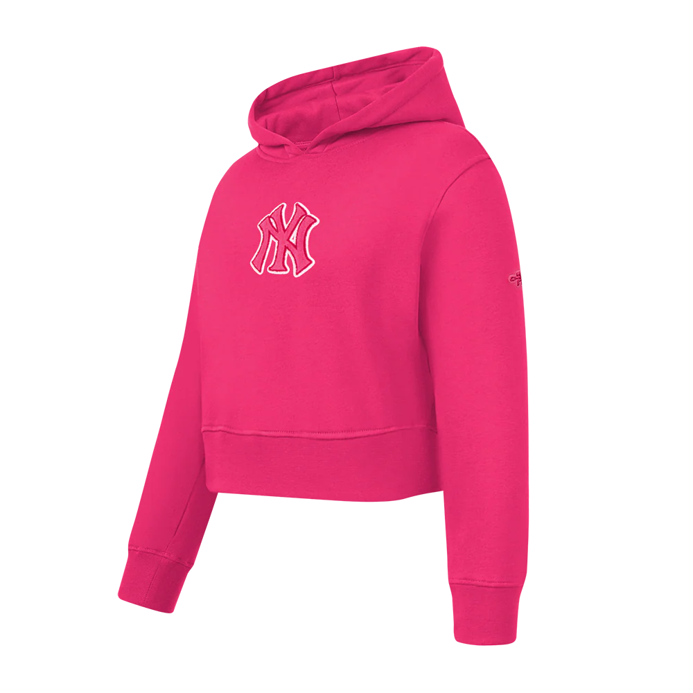 MLB NEW YORK YANKEES TRIPLE PINK BIG GIRLS FLEECE PULLOVER HOODIE (BEETROOT PURPLE) - Image 2