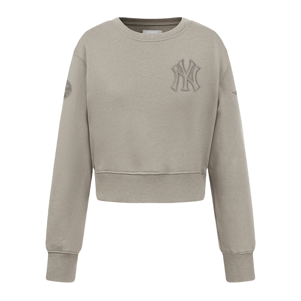 MLB NEW YORK YANKEES NEUTRAL BIG GIRLS FLEECE CREWNECK (TAUPE)