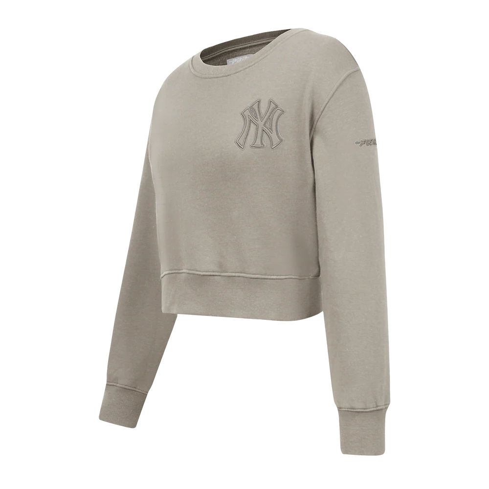 MLB NEW YORK YANKEES NEUTRAL BIG GIRLS FLEECE CREWNECK (TAUPE) - Image 2
