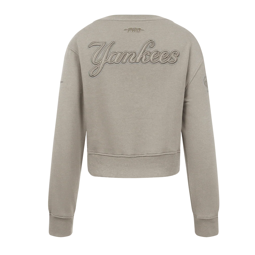 MLB NEW YORK YANKEES NEUTRAL BIG GIRLS FLEECE CREWNECK (TAUPE) - Image 3