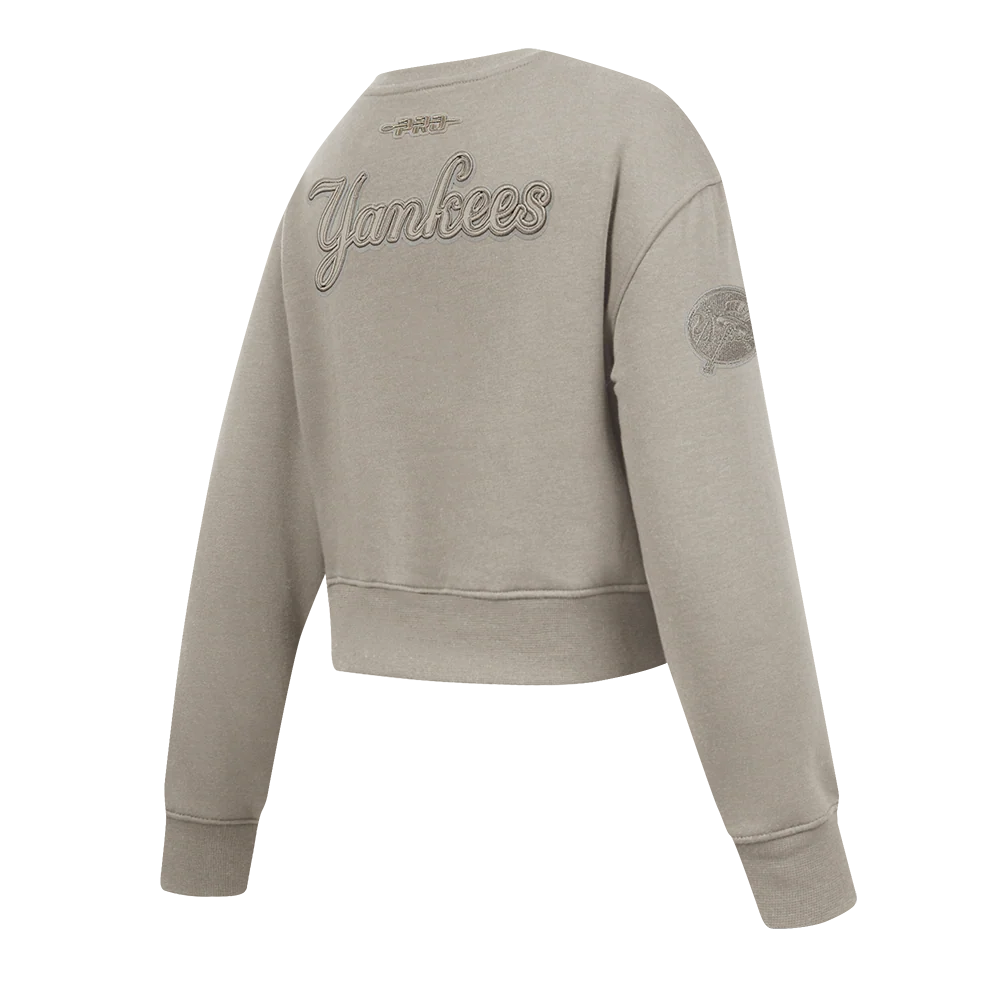 MLB NEW YORK YANKEES NEUTRAL BIG GIRLS FLEECE CREWNECK (TAUPE) - Image 4