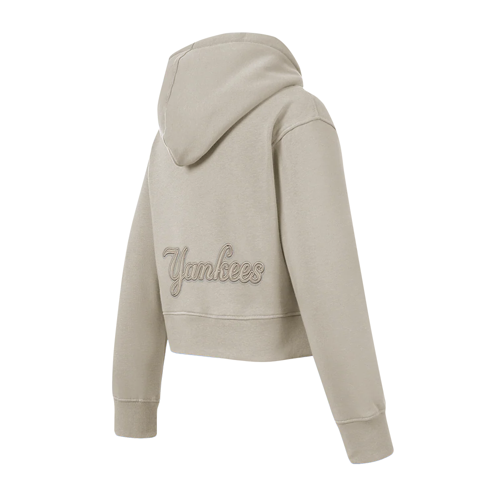 MLB NEW YORK YANKEES NEUTRAL BIG GIRLS FLEECE PULLOVER HOODIE (TAUPE) - Image 4
